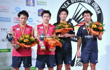 MD champion&runner-up : Takeshi KAMURA/Keigo SONODA, Kenichi HAYAKAWA/Hiroyuki ENDO ~photo courtesy of Claudia PAULI
