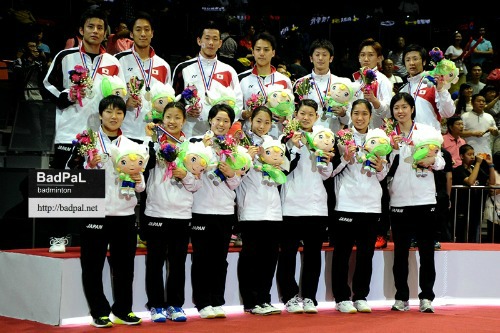 Team Japan stood on the podium for the first time in Sudirman Cup ~photo courtesy of LIM CheeSen